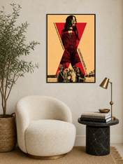 Retro Red X Movie Poster Wall Art Print - black framed