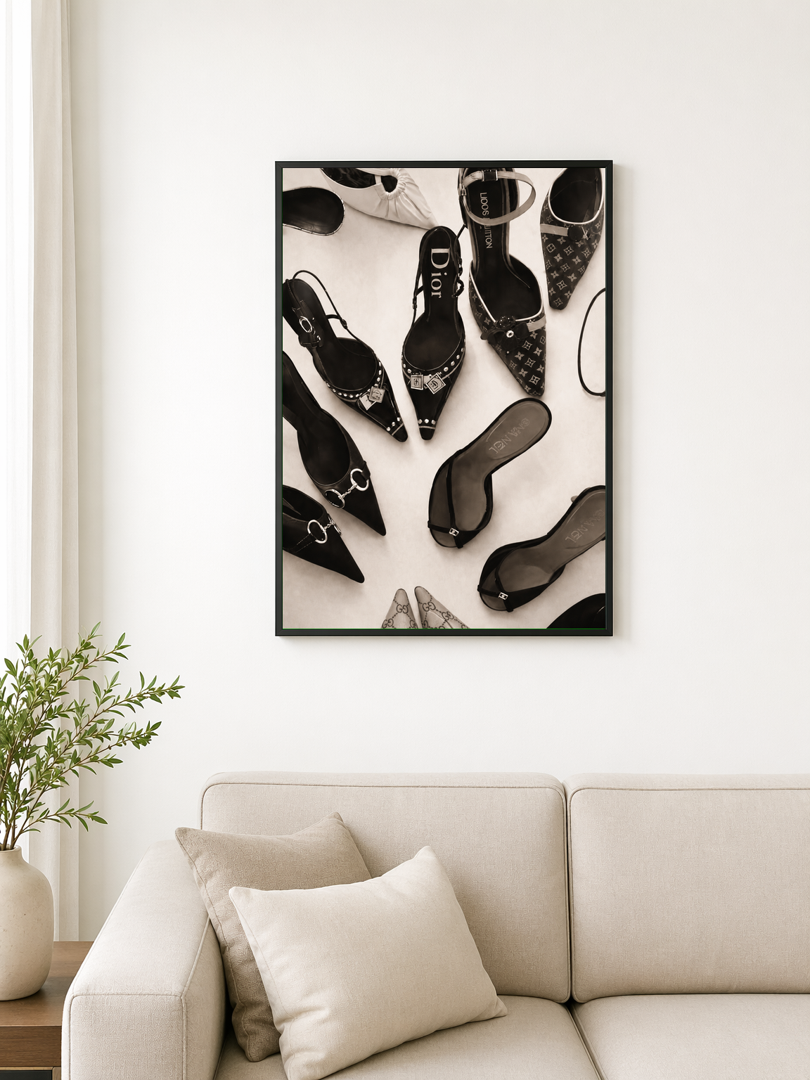 Designer Heels Fashion Wall Art Print - black framed