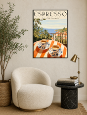 Italian Espresso Terrace Wall Art Print - black framed
