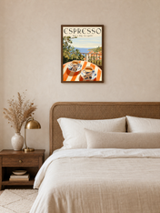 Italian Espresso Terrace Wall Art Print - dark wood framed