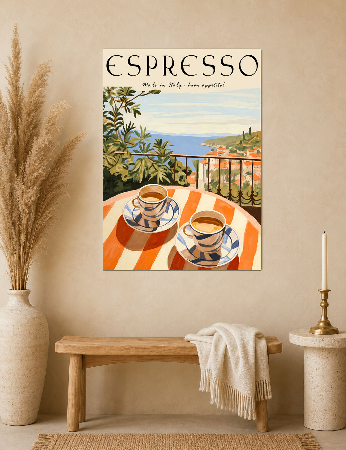 Italian Espresso Terrace Wall Art Print - unframed mockup