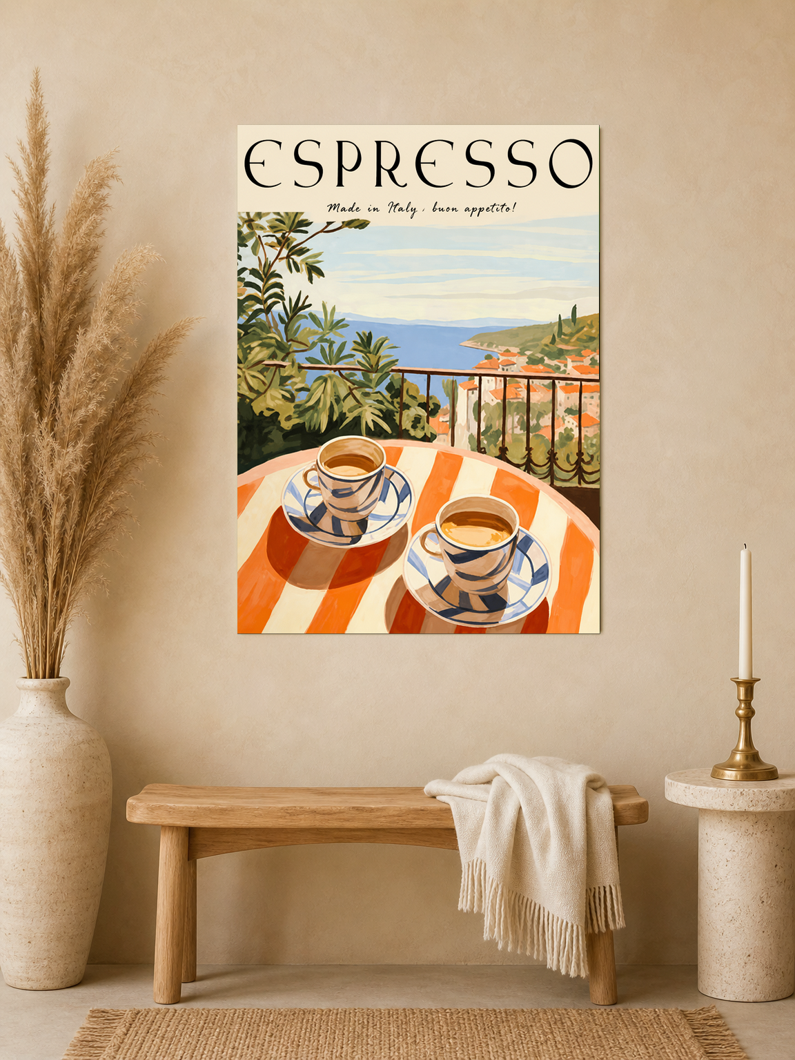 Italian Espresso Terrace Wall Art Print - unframed mockup