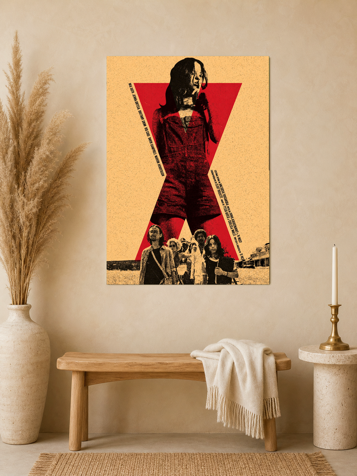 Retro Red X Movie Poster Wall Art Print - unframed mockup