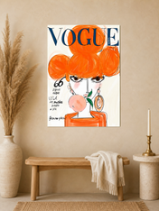 Orange Vogue Paris Fashion Illustration Wall Art Print - unframed mockup