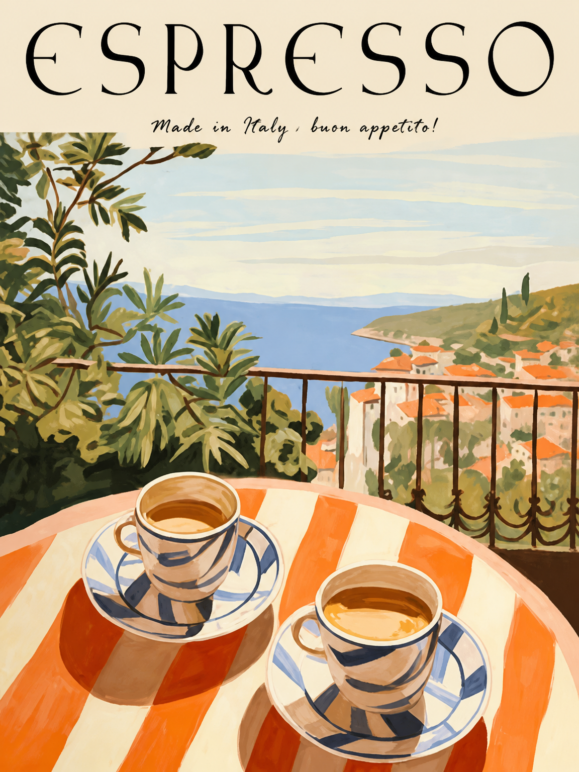 Italian Espresso Terrace Wall Art Print - unframed