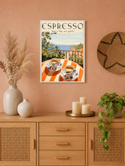 Italian Espresso Terrace Wall Art Print - white framed