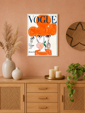 Orange Vogue Paris Fashion Illustration Wall Art Print - white framed