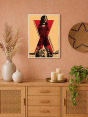 Retro Red X Movie Poster Wall Art Print - white framed