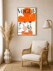 Orange Vogue Paris Fashion Illustration Wall Art Print - wood framed poster
