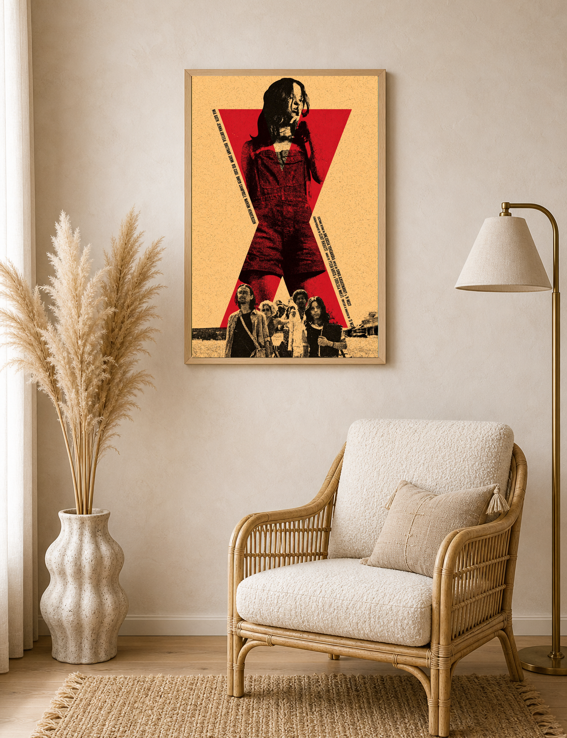 Retro Red X Movie Poster Wall Art Print - wood framed poster