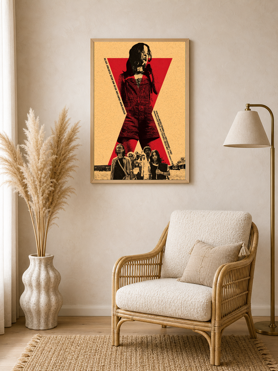 Retro Red X Movie Poster Wall Art Print - wood framed poster