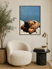 Sunbather Minimalist Wall Art Print - black framed