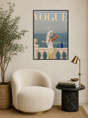 Vogue Summer Europe Balcony Wall Art Print - black framed