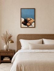 Sunbather Minimalist Wall Art Print - dark wood framed