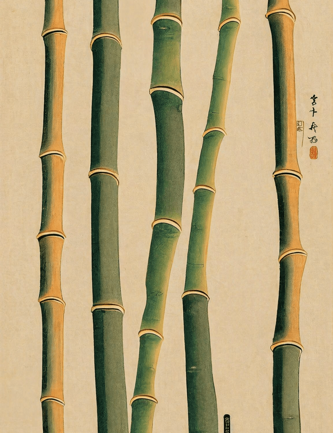 Minimalist Bamboo Wall Art Print in Japanese Style - unframed