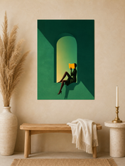 Minimalist Woman Reading Wall Art Print - unframed mockup