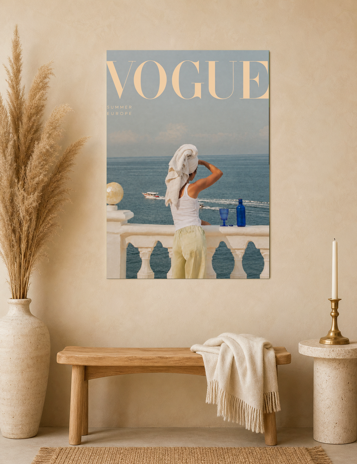 Vogue Summer Europe Balcony Wall Art Print - unframed mockup