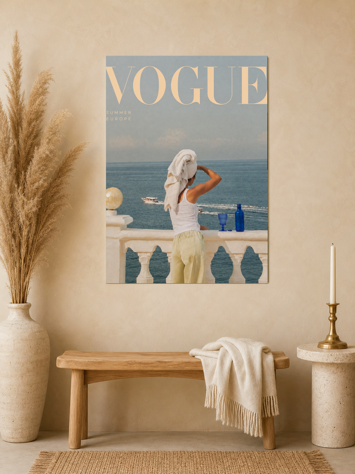Vogue Summer Europe Balcony Wall Art Print - unframed mockup