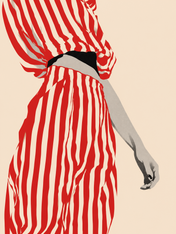 Red Striped Fashion Figure Wall Art Print - unframed