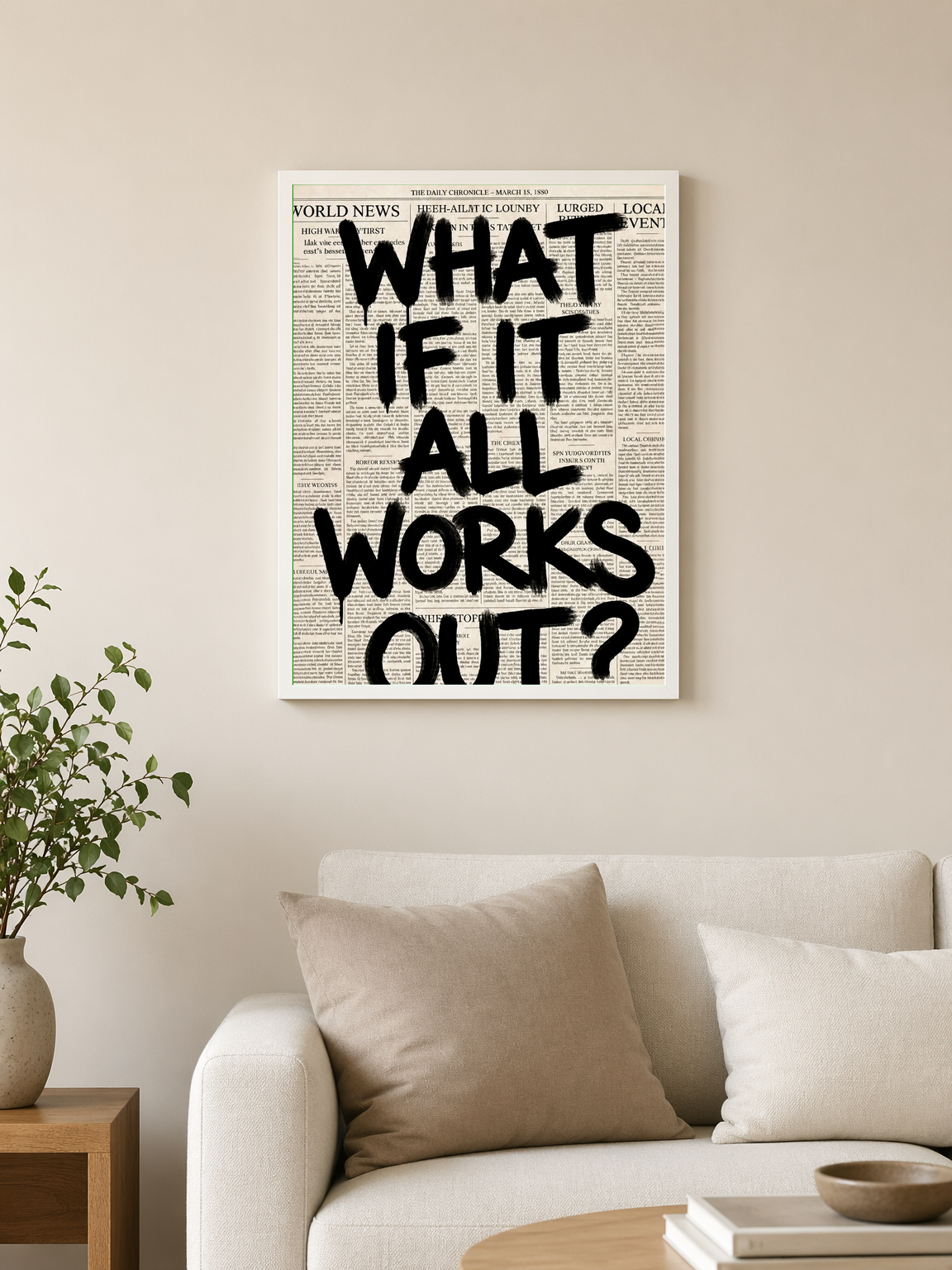 What If It All Works Out Wall Art Print - white framed