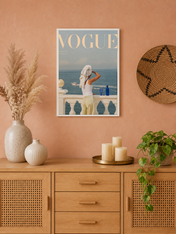 Vogue Summer Europe Balcony Wall Art Print - white framed