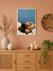 Sunbather Minimalist Wall Art Print - white framed