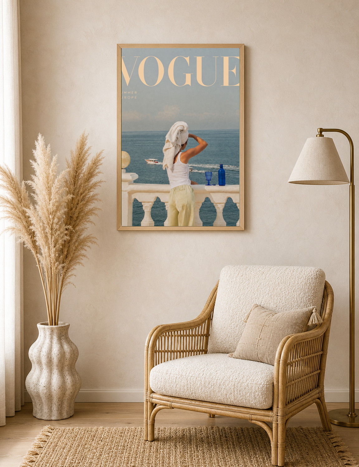 Vogue Summer Europe Balcony Wall Art Print - wood framed poster