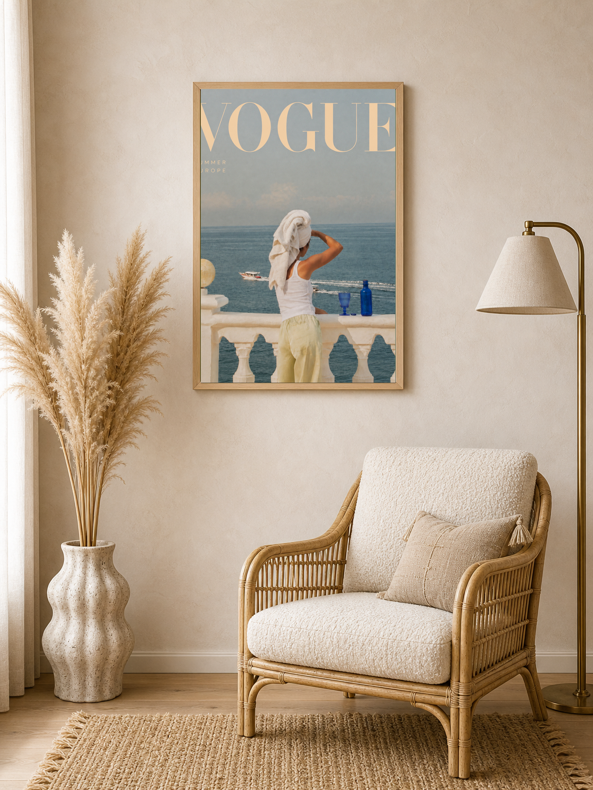 Vogue Summer Europe Balcony Wall Art Print - wood framed poster