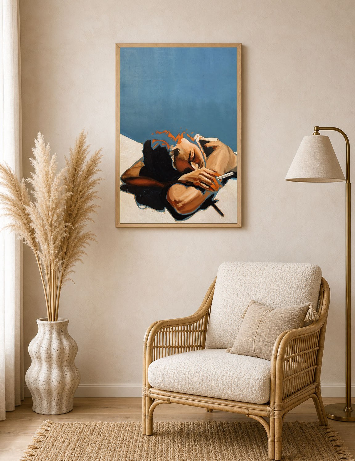 Sunbather Minimalist Wall Art Print - wood framed poster