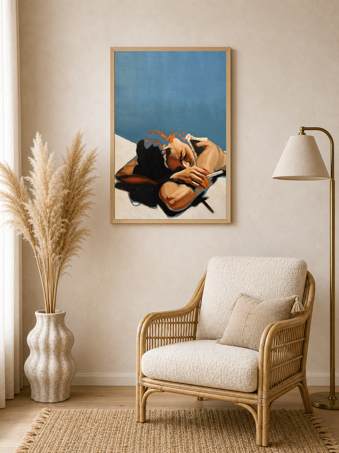 Sunbather Minimalist Wall Art Print - wood framed poster