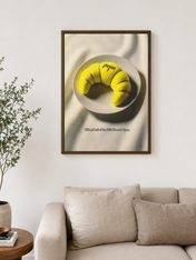 Penn Croissant Tennis Ball Wall Art Print - dark wood framed