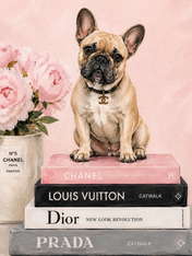 French Bulldog Fashion Books Wall Art Print - unframed