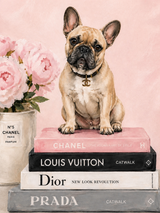 French Bulldog Fashion Books Wall Art Print