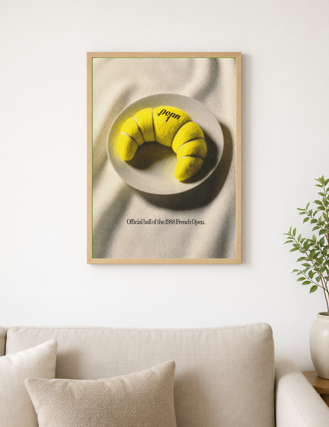 Penn Croissant Tennis Ball Wall Art Print - wood framed poster