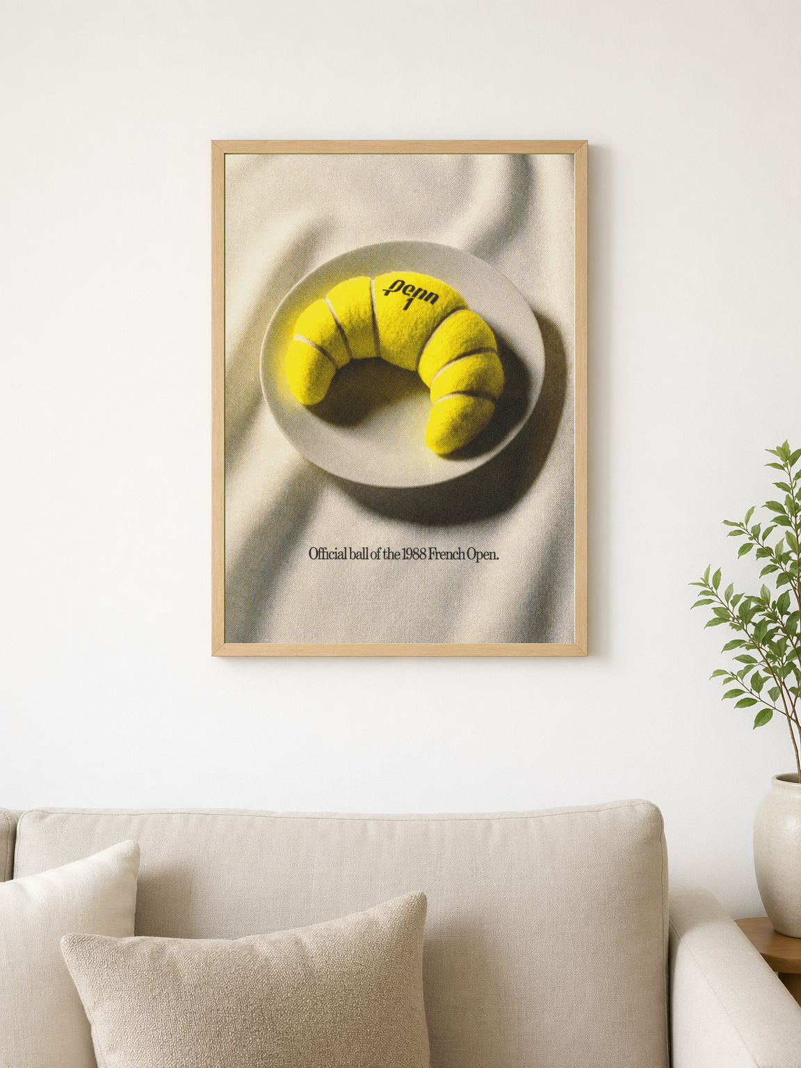 Penn Croissant Tennis Ball Wall Art Print - wood framed poster