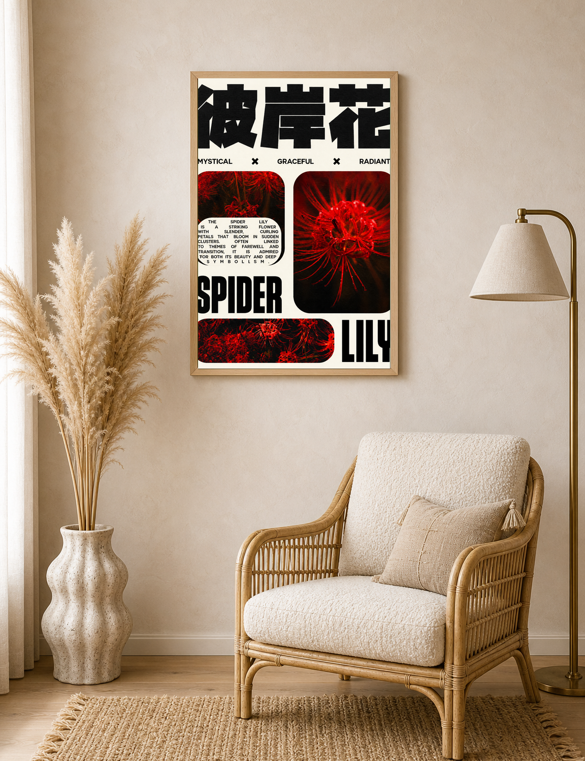 Mystical Spider Lily Wall Art Print Poster - wood framed poster
