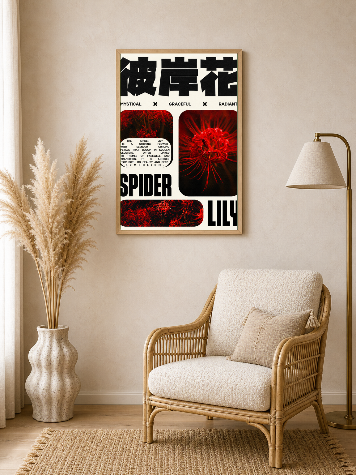 Mystical Spider Lily Wall Art Print Poster - wood framed poster