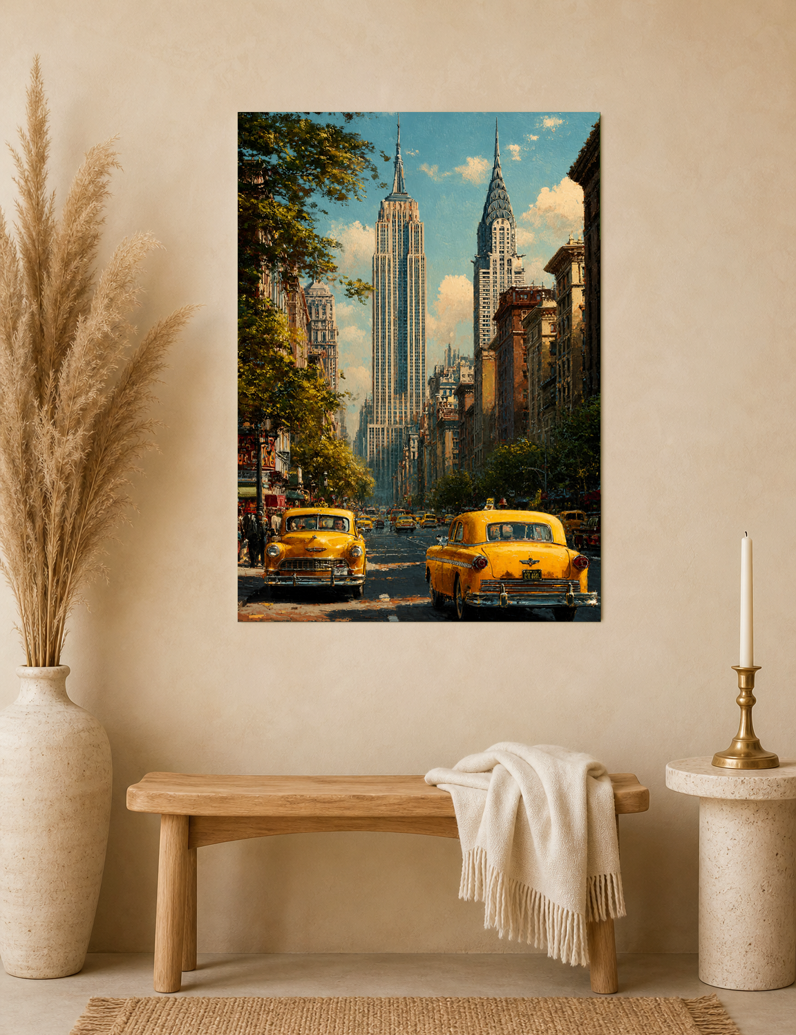 New York City Yellow Taxi Wall Art Print - unframed mockup