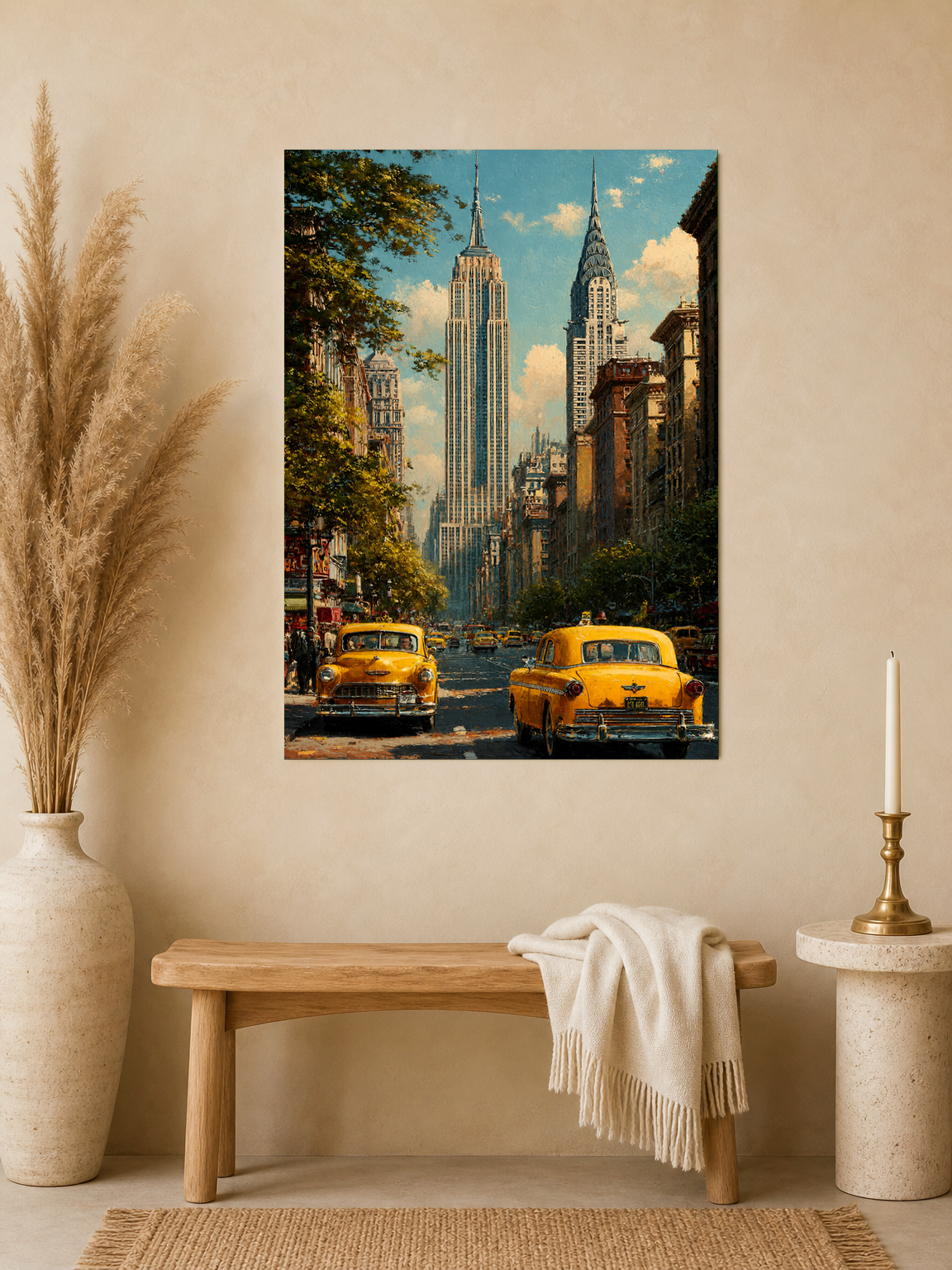 New York City Yellow Taxi Wall Art Print - unframed mockup