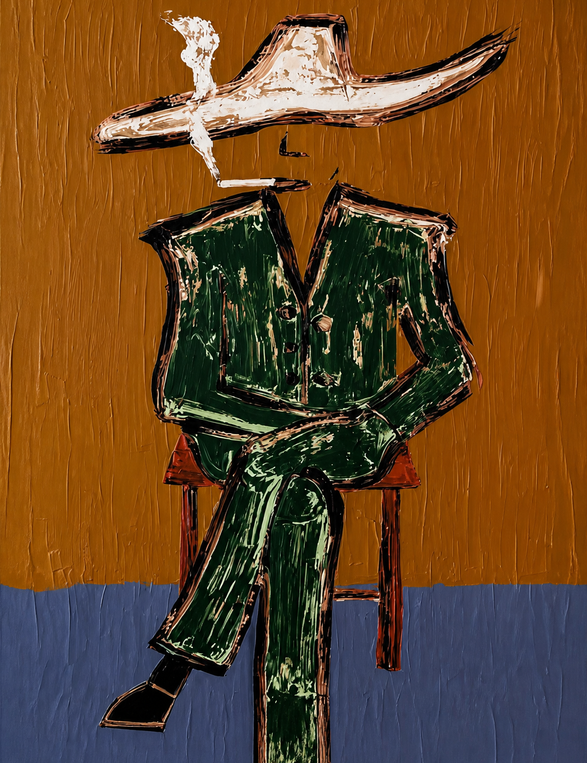 Abstract Cowboy Figure Wall Art Print - unframed