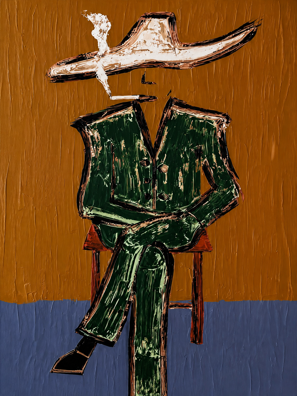 Abstract Cowboy Figure Wall Art Print - unframed