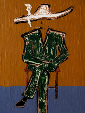 Abstract Cowboy Figure Wall Art Print - unframed