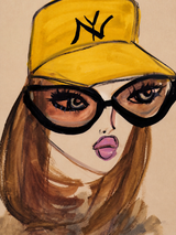 Bold Girl in Yellow Cap Wall Art Print