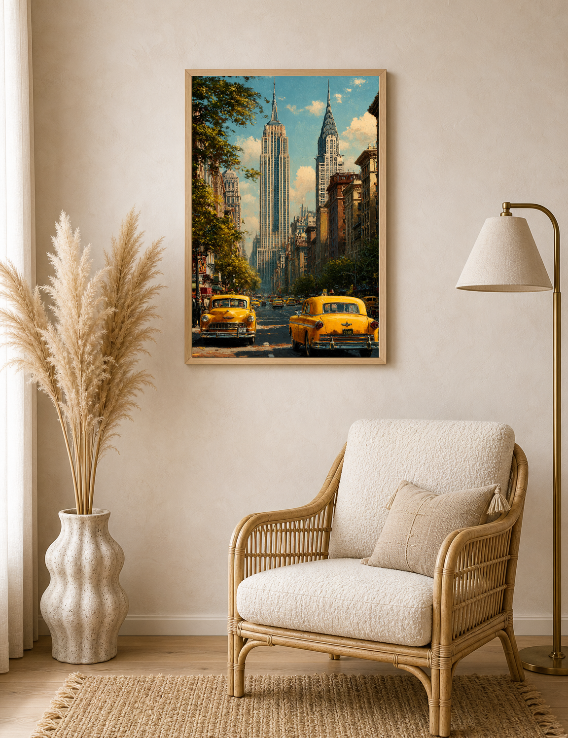 New York City Yellow Taxi Wall Art Print - wood framed poster