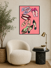Chic Heels Illustration Wall Art Print - black framed