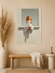 Woman Reading in Sunlit Window Wall Art Print - unframed mockup
