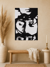 Abstract Black and White Faces Wall Art Print - unframed mockup