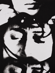 Abstract Black and White Faces Wall Art Print - unframed