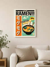 Retro Ramen Instant Noodles Wall Art Print - white framed