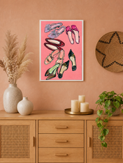 Chic Heels Illustration Wall Art Print - white framed